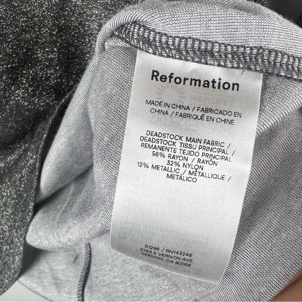NEW Reformation Bailey Metallic Mock Neck Long Sleeve Top - Picture 5 of 6
